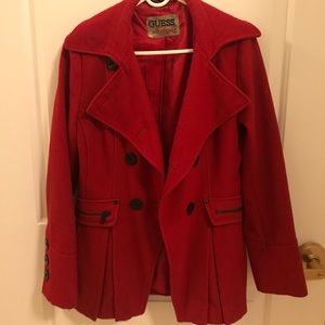 Guess red pea coat